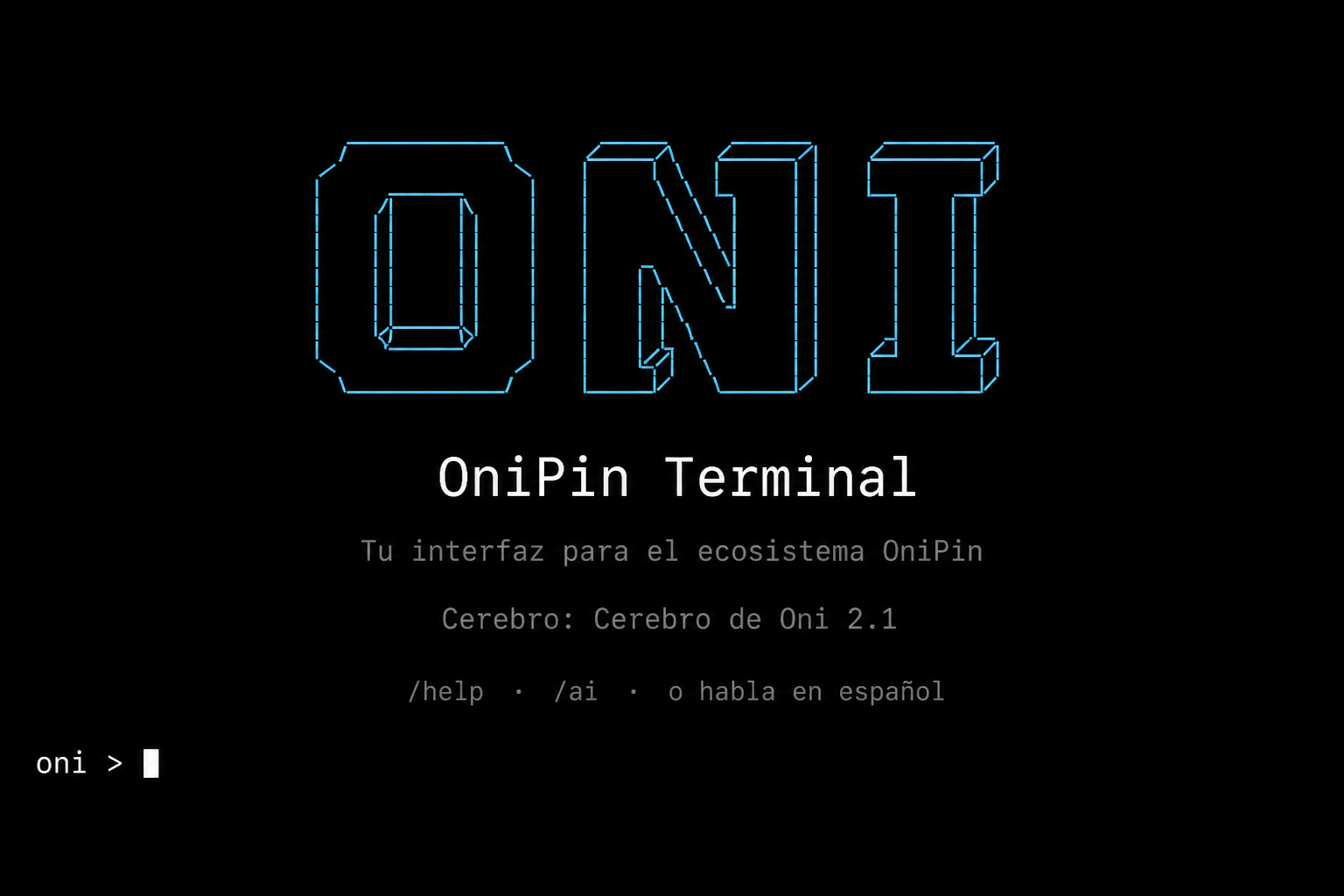 Captura de OniPin Terminal con el logo ONI centrado